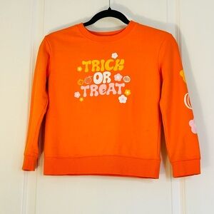 Cat & Jack Girl’s Orange Trick or Treat Halloween Fall Sweatshirt Pumpkin Size M